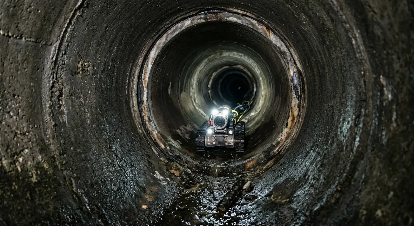 Robotic sewer camera inspecting pipe interior for Sewer Line Repair in Orleans